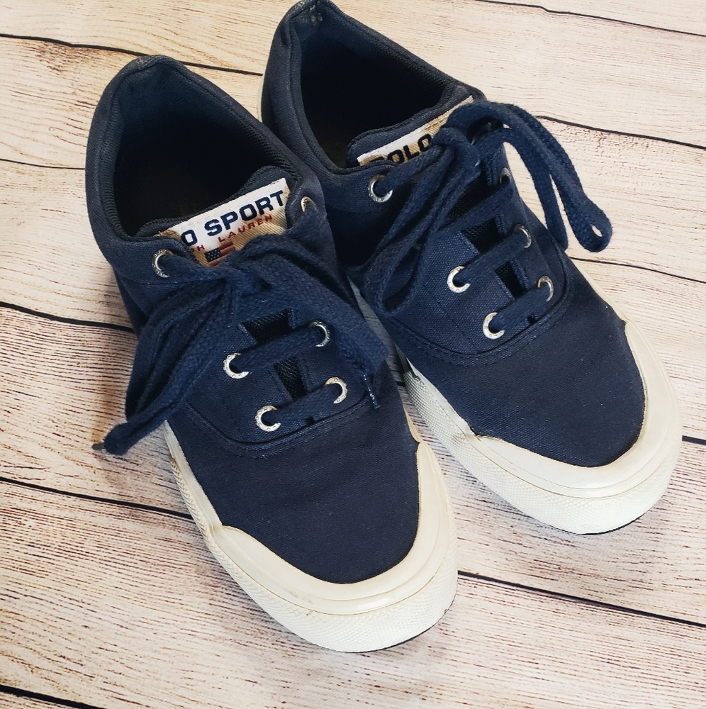 VINTAGE 90s Polo Sport canvas shoes, Navy blue.